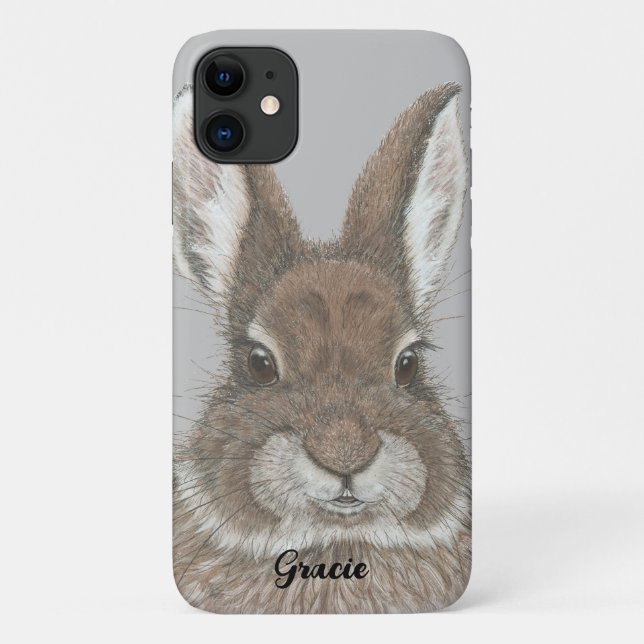 Funda De Case-Mate Para iPhone Conejo conejo marrón Personalizado de arte animal (Reverso)