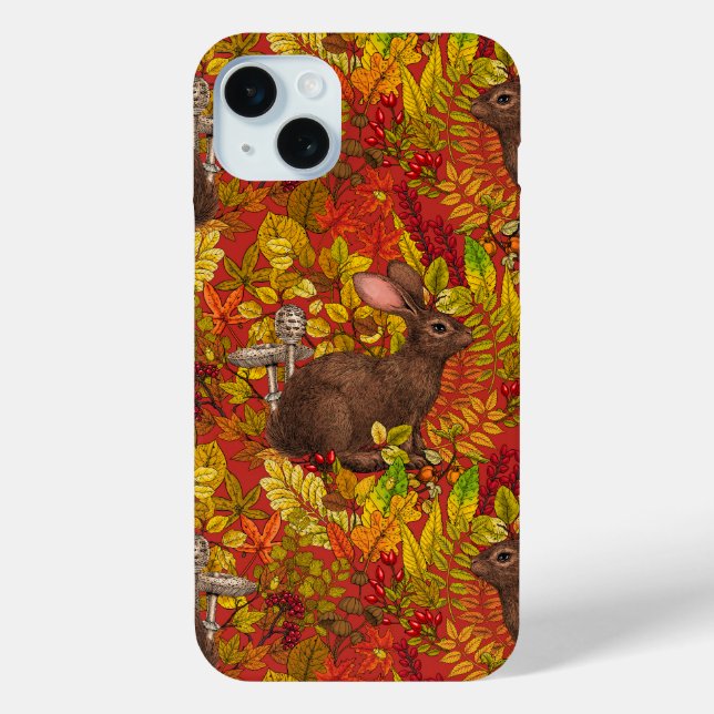 Funda De Case-Mate Para iPhone Conejo de otoño sobre rojo (Reverso )