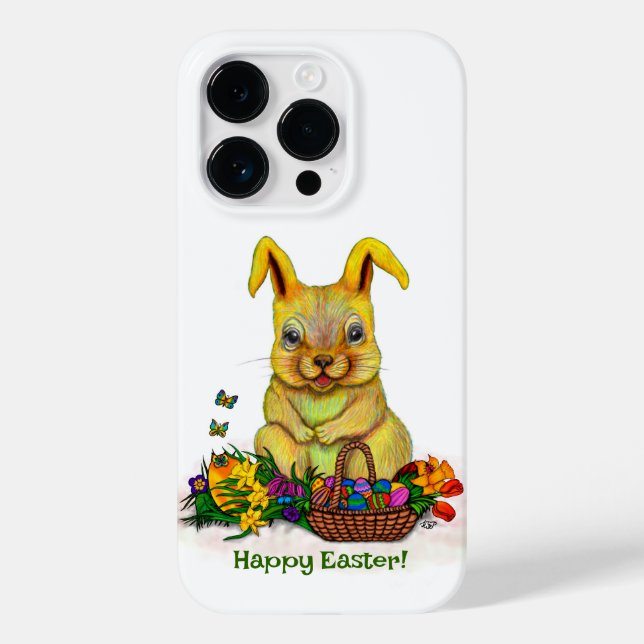 Funda De Case-Mate Para iPhone Conejo de Pascua con huevos y flores (Reverso )