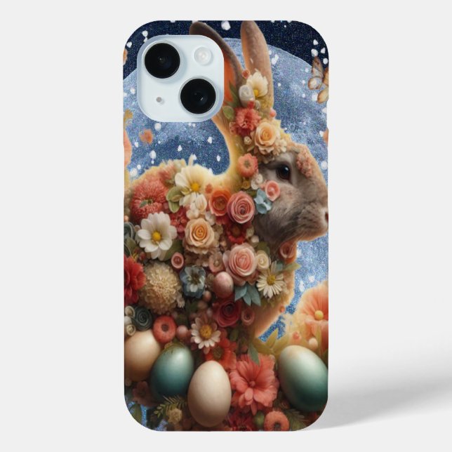Funda De Case-Mate Para iPhone Conejo de Pascua de floración  (Reverso )