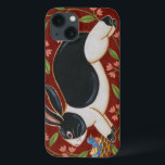 Funda Para iPhone 13 Conejo Folk<br><div class="desc">Obtén hoy esta obra de arte moderna con un fondo marrón y rojo. Esta pieza de arte contiene un conejo blanco y negro que parece estar corriendo. Los detalles de esta imagen son muy nítidos y vívidos. Es una pieza de arte contemporáneo que será perfecta para cualquier tipo de tema...</div>