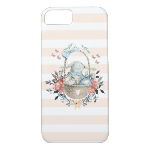 Funda Para iPhone 8/7 Conejo lindo en una canasta con huevos y flores de