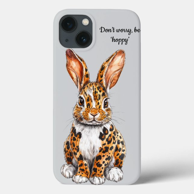 Funda De Case-Mate Para iPhone Conejo único con leopardo visto (Reverso)
