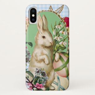 Funda Para iPhone X Conejo vintage de Pascua y Collage de huevos