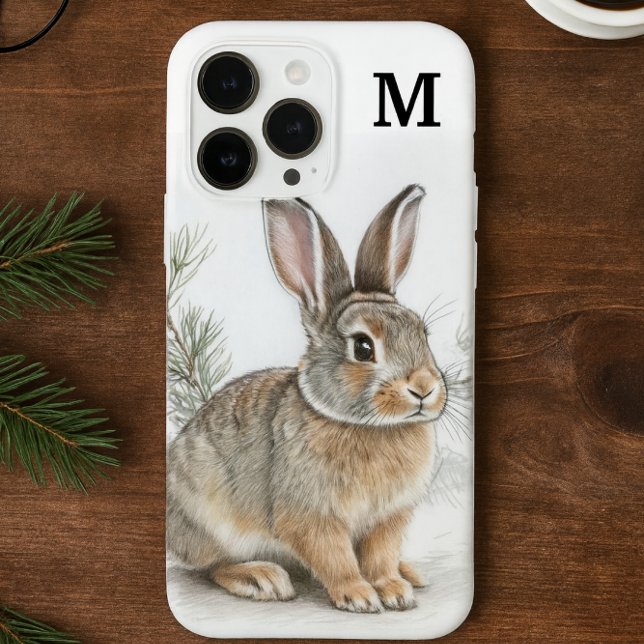 Funda De Case-Mate Para iPhone Conejo y pino con monograma  (Subido por el creador)