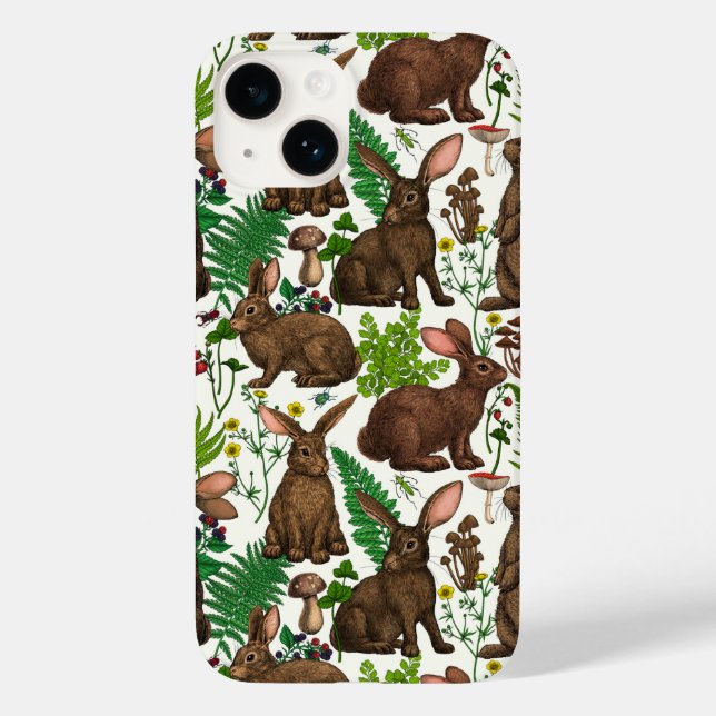 Funda De Case-Mate Para iPhone Conejos y flora de los bosques 4 (Reverso )