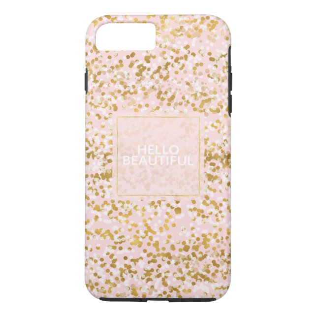 Funda De Case-Mate Para iPhone Confetán rosa blanco dorado (Reverso)
