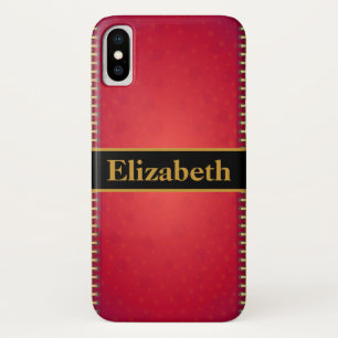 Funda Para iPhone X Confeti de Purpurina Rojo Personalizado Falso de H
