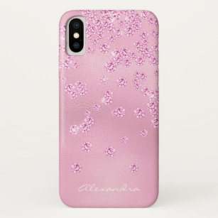 Funda Para iPhone X Confeti rosado femenino bonito de Bling del