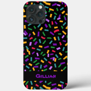 Funda Para iPhone 13 Pro Max confetti multicolor sobre negro