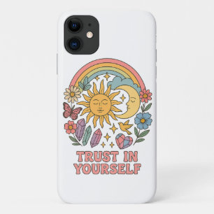 Funda Para iPhone 11 Confianza en usted mismo - Sol psicodélico retro y
