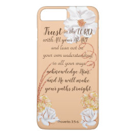 Funda Para iPhone 8 Plus/7 Plus Confíe en al señor rosas blancos en rosa del oro