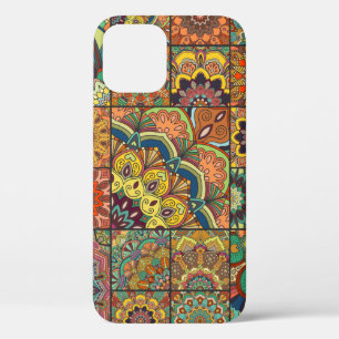 Funda Para iPhone 12 Conjunto de baldosas de Boho y patrón sin fisuras.