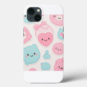 Funda Para iPhone 13 Conjunto de Stickers de Caras Lindas Kawaii Pastel