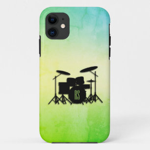Funda Para iPhone 11 Conjunto de tambor monograma verde
