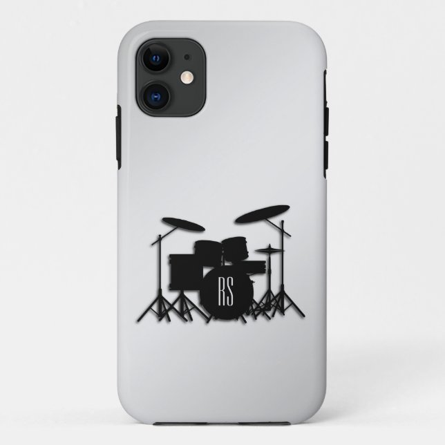 Funda De Case-Mate Para iPhone Conjunto de tambores Monogram Silver (Reverso)