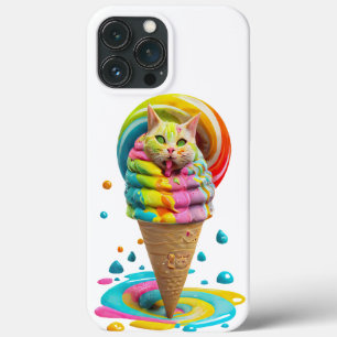 Funda Para iPhone 13 Pro Max Cono de helado de gato lindo colorido