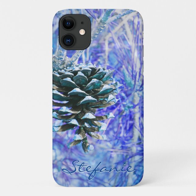 Funda De Case-Mate Para iPhone Cono de pino (azul) (Reverso)