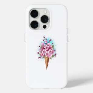 Funda Para iPhone 15 Pro Cono de waffle de helado de Sakura rosa