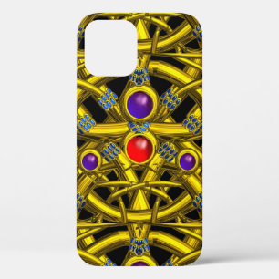 FUNDA PARA iPhone 12 PRO CONOCIMIENTOS CELÁTICOS DE ORO ABSTRACTO CON GEMST