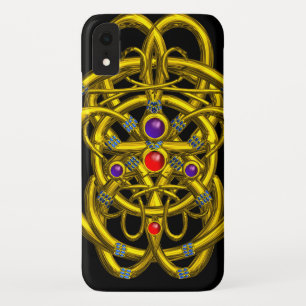 FUNDA PARA iPhone XR CONOCIMIENTOS CELÁTICOS DE ORO ABSTRACTO CON GEMST