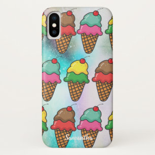 Funda Para iPhone X Conos de helado coloridos femeninos - Personalizad