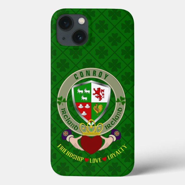 Funda De Case-Mate Para iPhone Conroy Irish Shield y Claddagh Personalizado (Reverso)
