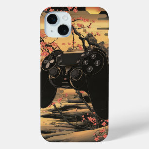 Funda Para iPhone 15 Mini Controlador de PC vintage japonés Art Black
