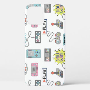 Funda Para iPhone 12 Controladores de juegos retro: patrón colorido sin