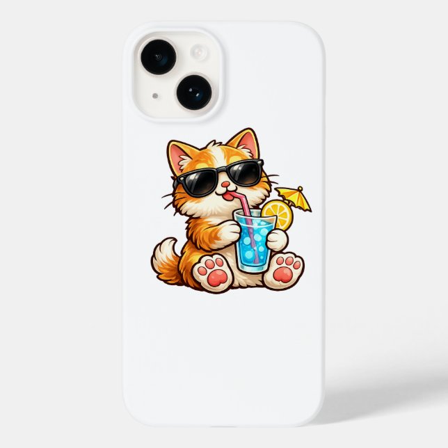 Funda De Case-Mate Para iPhone Cool Summer Cat (Reverso )