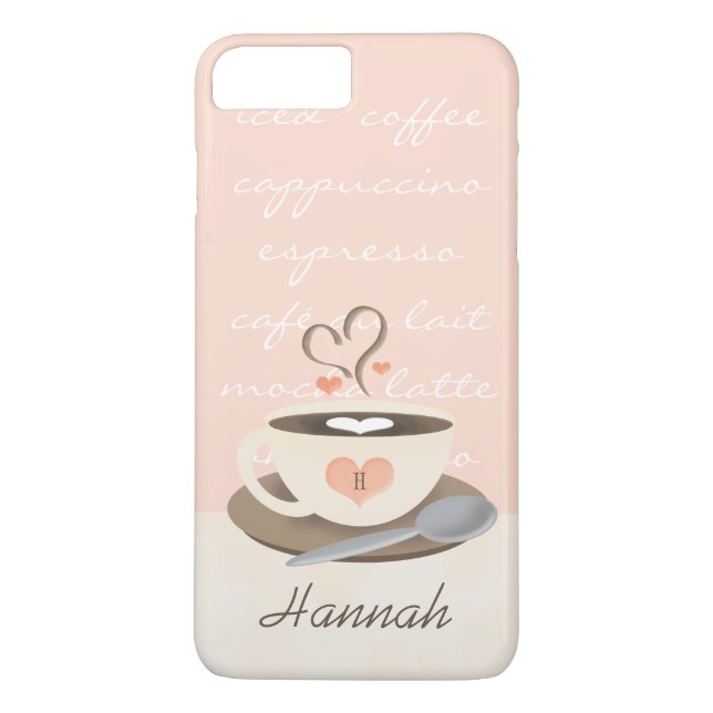 Funda De Case-Mate Para iPhone Copa Monogrammed Heart Coffe (Reverso)