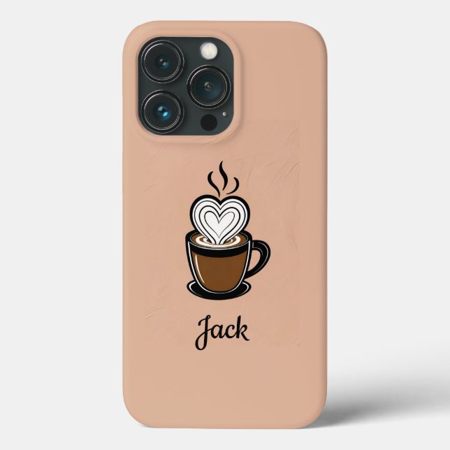 Funda De Case-Mate Para iPhone Copa personalizada de café con espuma cardíaca (Reverso )