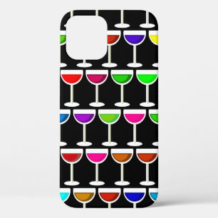 Funda Para iPhone 12 copas de vino de cócteles negros