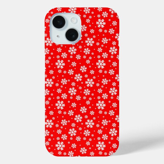 Funda De Case-Mate Para iPhone Copo de Nieve Blanco sobre Patrón de Invierno Rojo (Reverso )