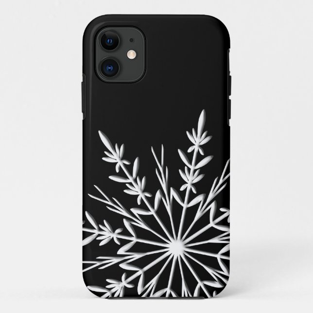Funda De Case-Mate Para iPhone Copo de nieve blanco y negro (Reverso)