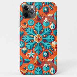 Funda Para iPhone 11 Pro Max Copo de nieve estilizado del arte de Navidad