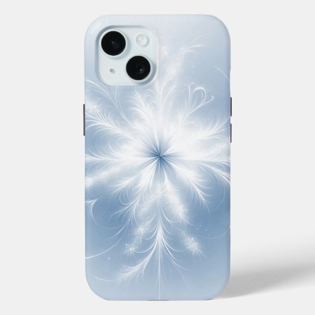 Funda De Case-Mate Para iPhone Copo de Nieve Fractal Sobre Azul Pastel (Reverso )