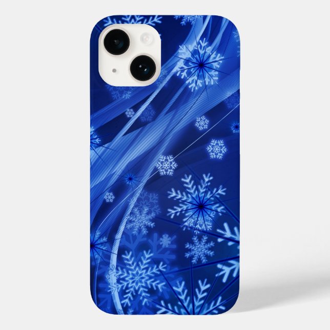 Funda De Case-Mate Para iPhone Copos de nieve azules (Reverso )