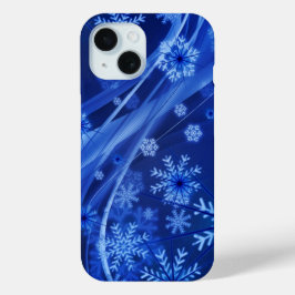 Funda Para iPhone 15 Copos de nieve azules