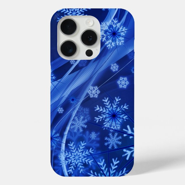 Funda De Case-Mate Para iPhone Copos de nieve azules (Reverso )