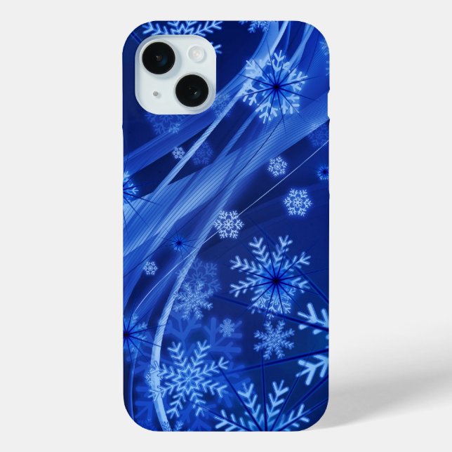 Funda De Case-Mate Para iPhone Copos de nieve azules (Reverso )