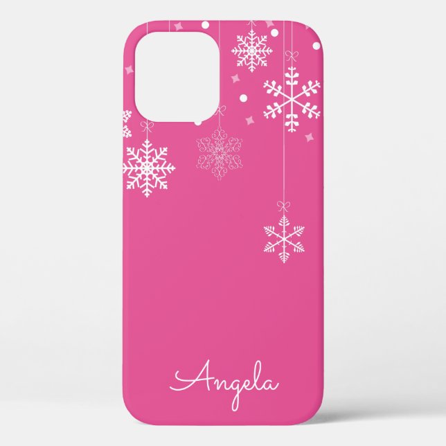 Funda De Case-Mate Para iPhone Copos de nieve colgantes Nombre único rosa iPhone  (Reverso )