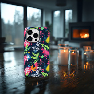 Funda Para iPhone 14 Pro De Case-Mate Copos de Nieve de Neón Festivos Personalizados