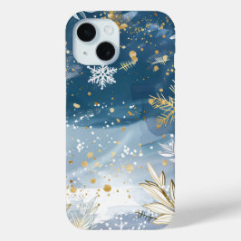 Funda Para iPhone 15 Copos de nieve dorados y estuche de teléfono para 