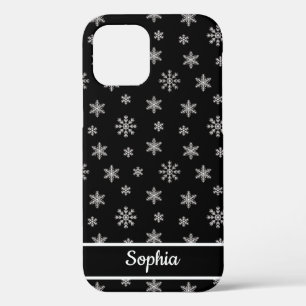 Funda Para iPhone 12 Copos de nieve Nombre personalizado del patrón ne
