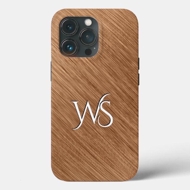 Funda De Case-Mate Para iPhone Copper cepillado monogramado (Reverso )