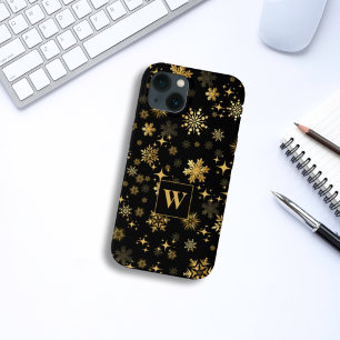 Funda Para iPhone 13 Coprograma Copos de nieve y estrellas doradas