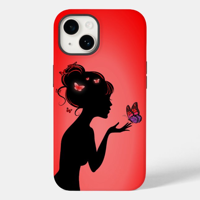 Funda De Case-Mate Para iPhone Coque Pour iPhone 14 La femme papillons rouges (Reverso )