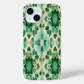 Funda Para iPhone 15 Coque Téléphone Zellige Algérien Vert et Turquoise