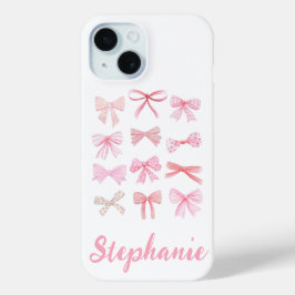 Funda Para iPhone 15 Coquette Aesthetic Light Bows Rosa